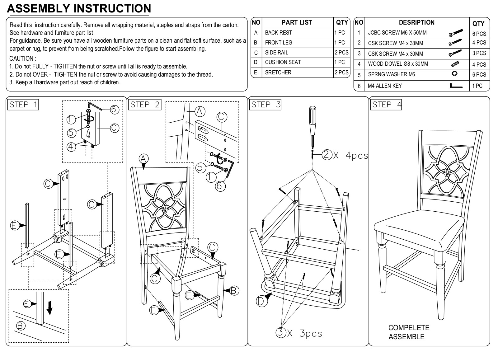 Wholesale Interiors RH322PSANDDARKBROWNPS, RH322PGREYDARKBROWNPS Assembly Guide - ManualMachine.com