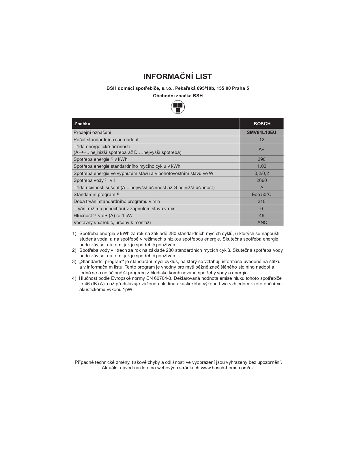 Bosch SMV84L10EU User Manual