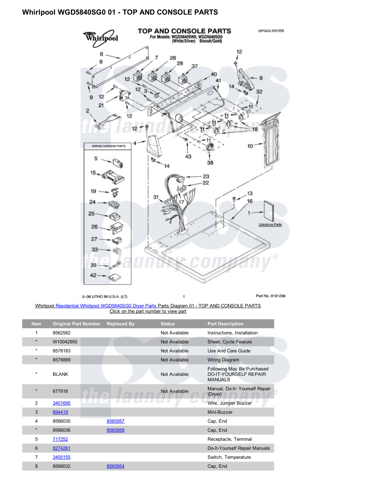 Whirlpool WGD5840SG0 Parts Diagram