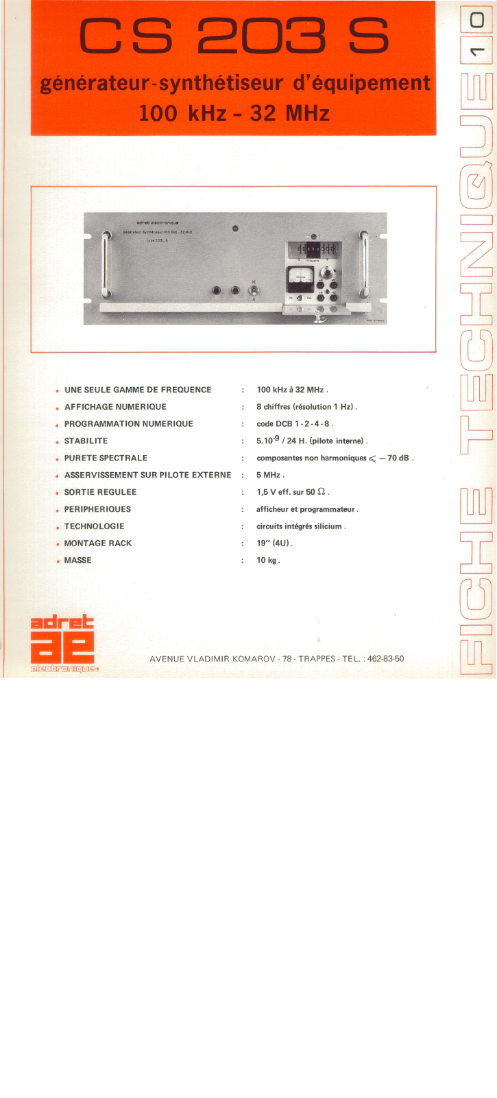 Adret Electronique CS 203 S Datasheet - ManualMachine.com