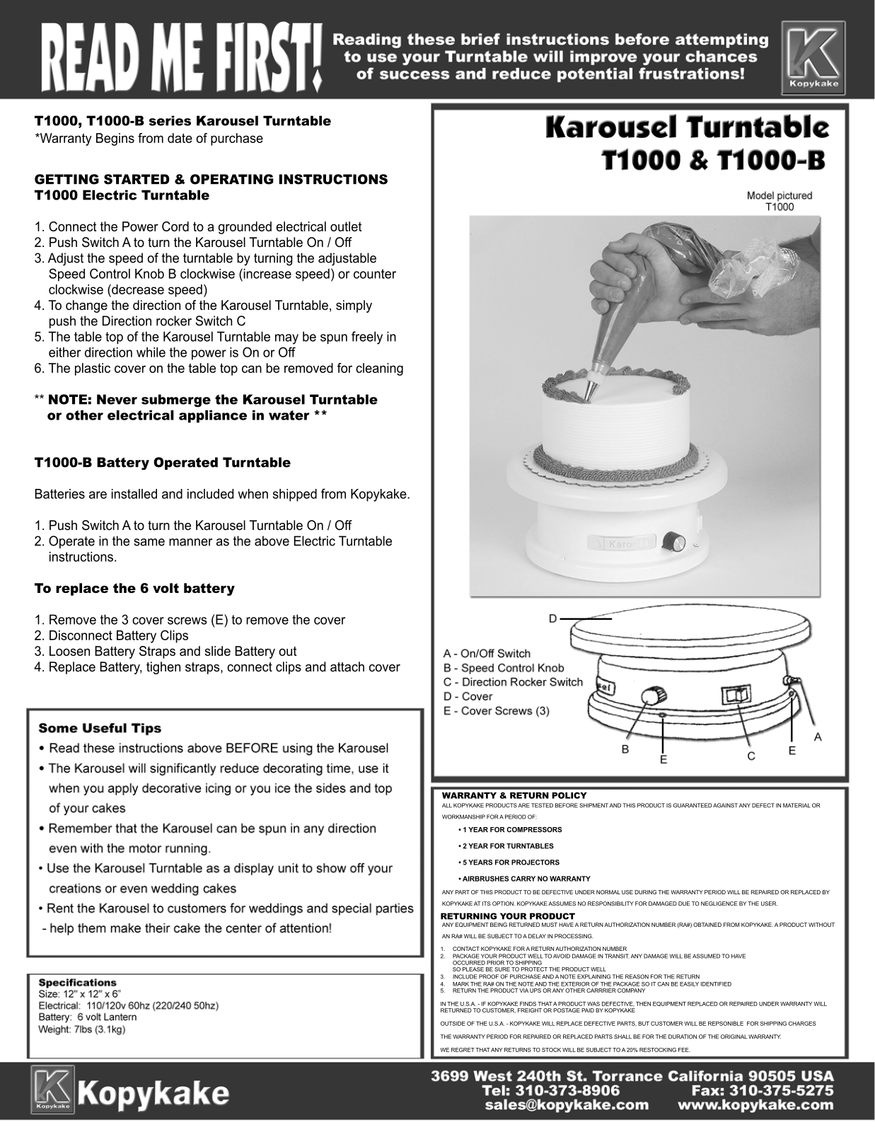 Kopykake T1000-B Installation  Manual