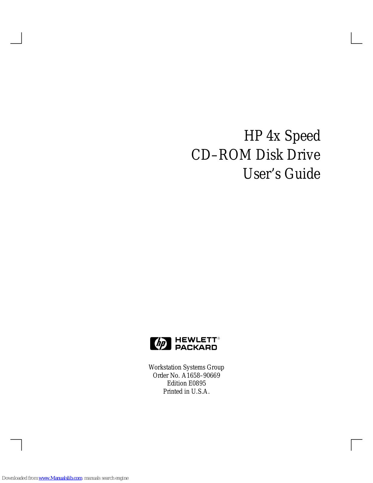 HP 4x Speed CD–ROM Disk Drive User Manual