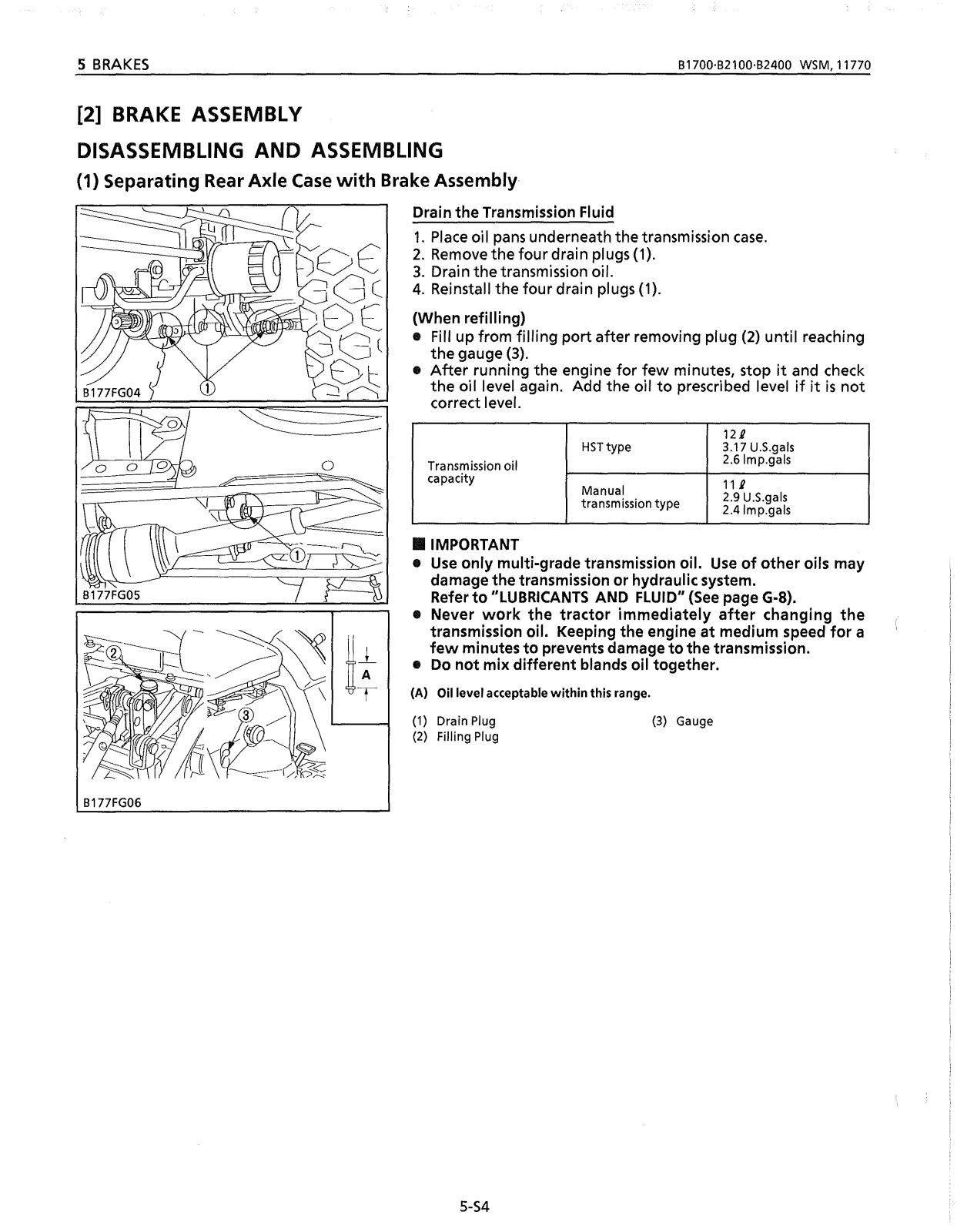 Kubota B1700, B2100, B2400 Service Manual