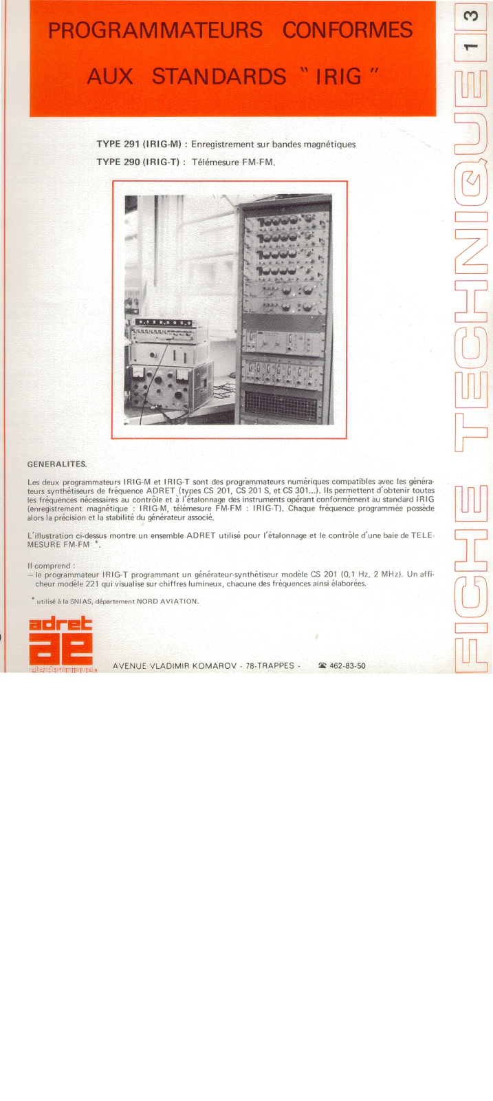 Adret Electronique 291 IRIG-M, 290 IRIG-T Datasheet