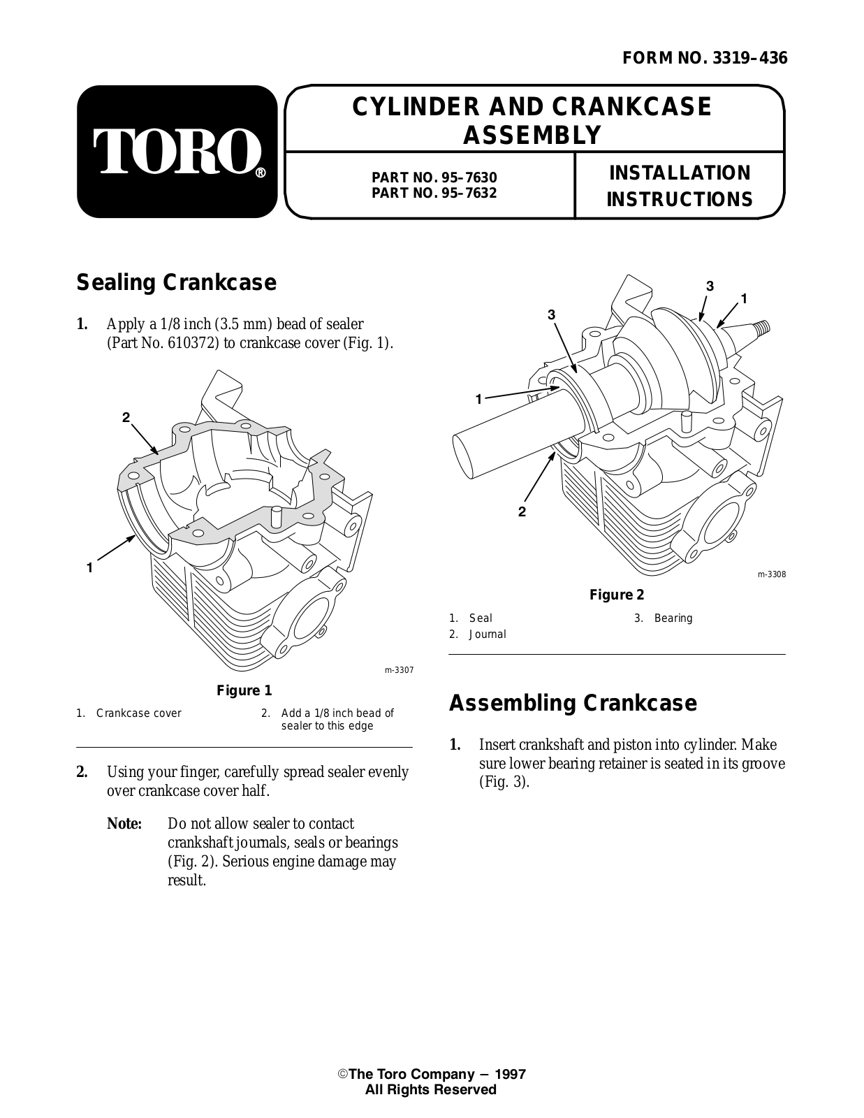 Toro 95-7630, 95-7632 Installation Instructions