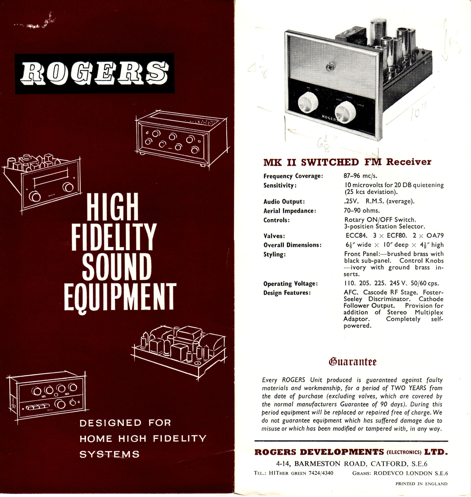 Rogers Cadet Mk2 Brochure