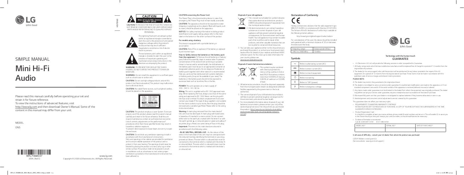 LG ON5 User manual