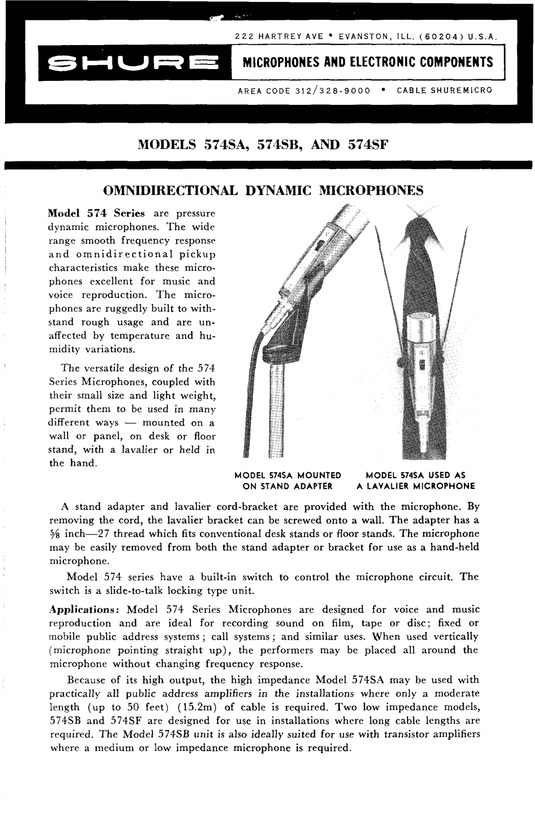 Shure 574SB User Guide - ManualMachine.com