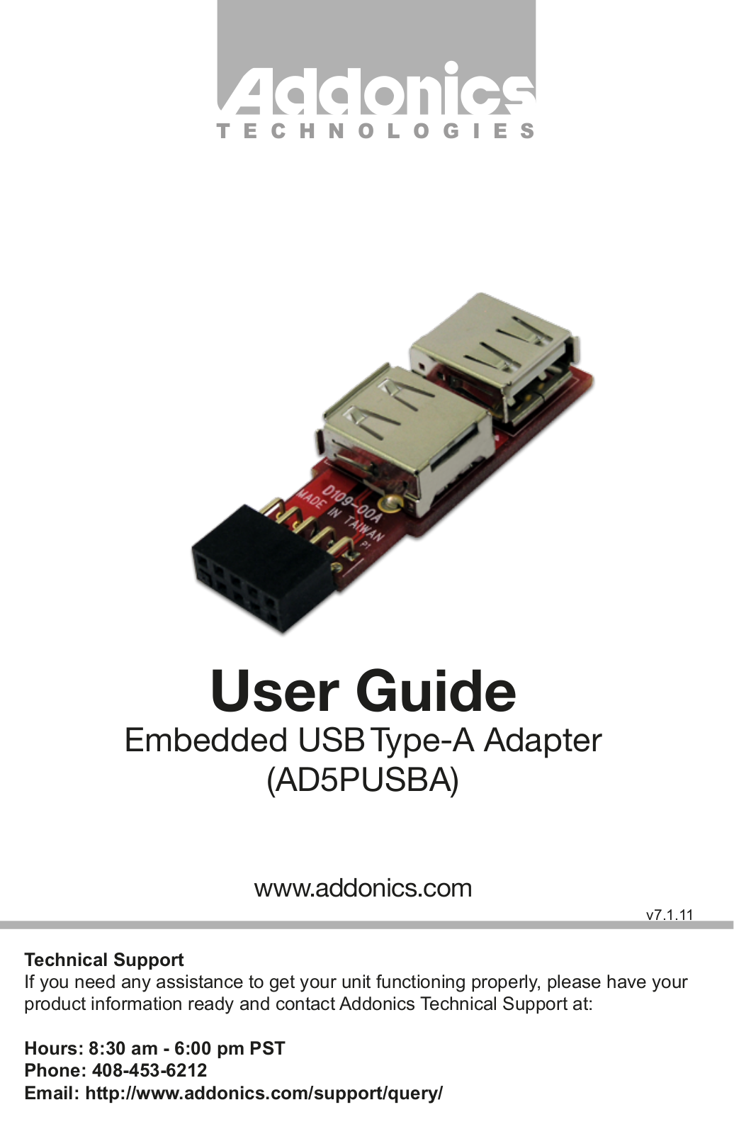 Addonics Technologies AD5PUSBA User Manual