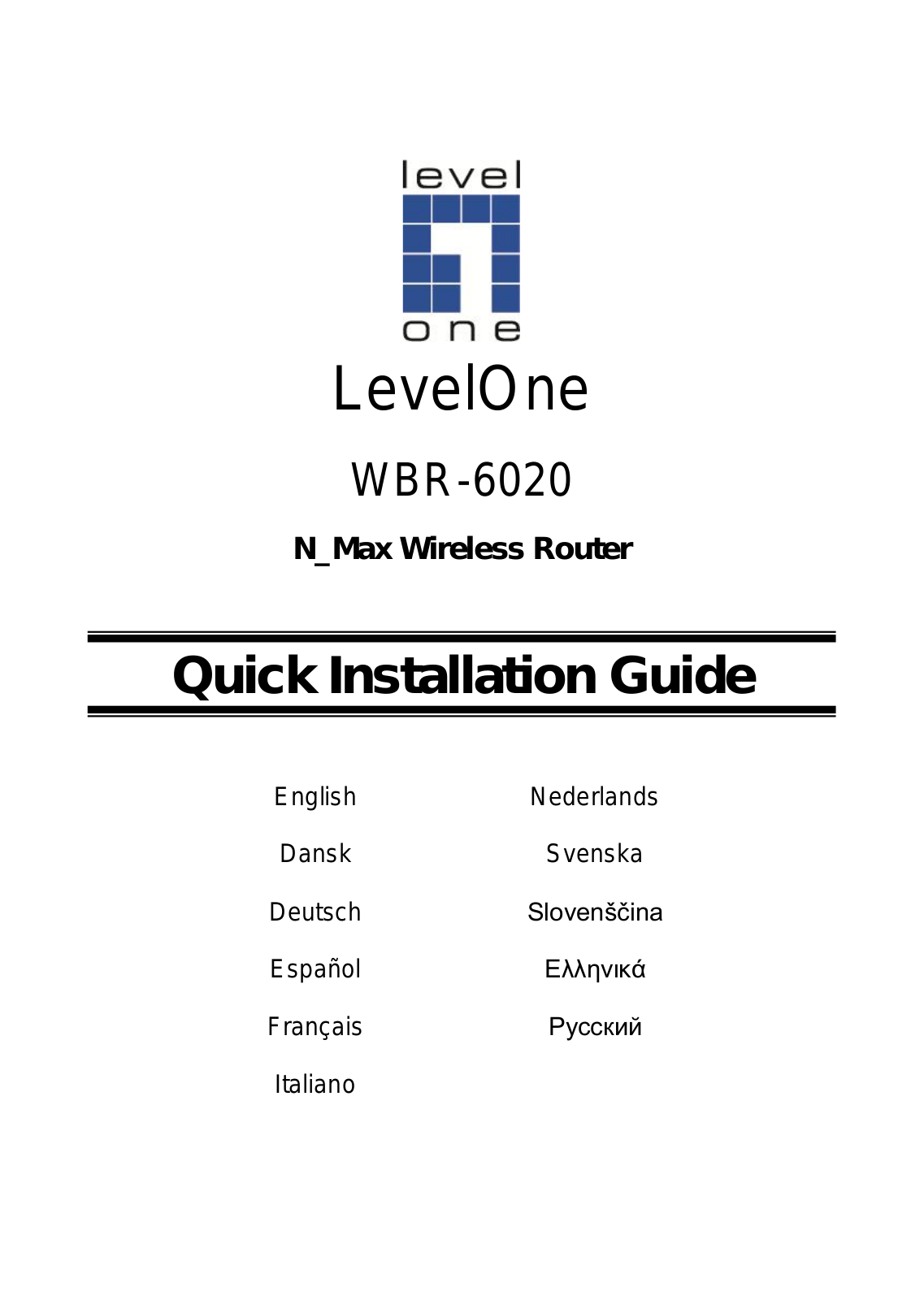 LevelOne WBR-6020 Quick Install Guide