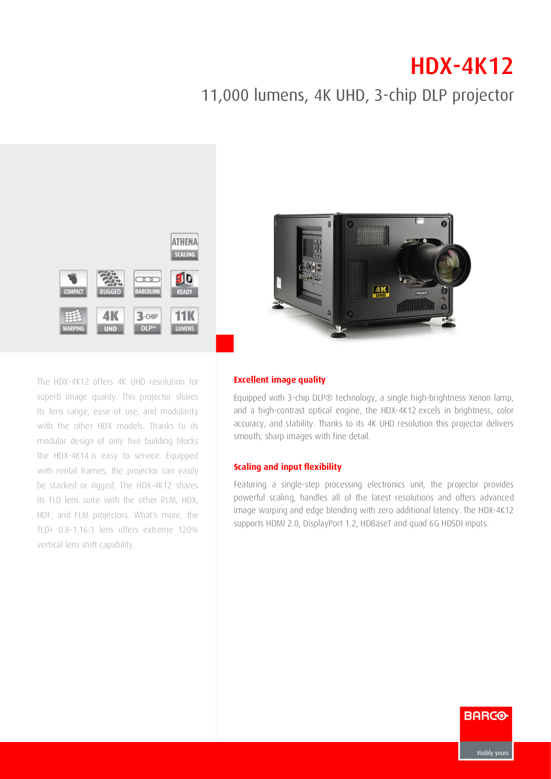 Barco HDX-4K12 Product Sheet