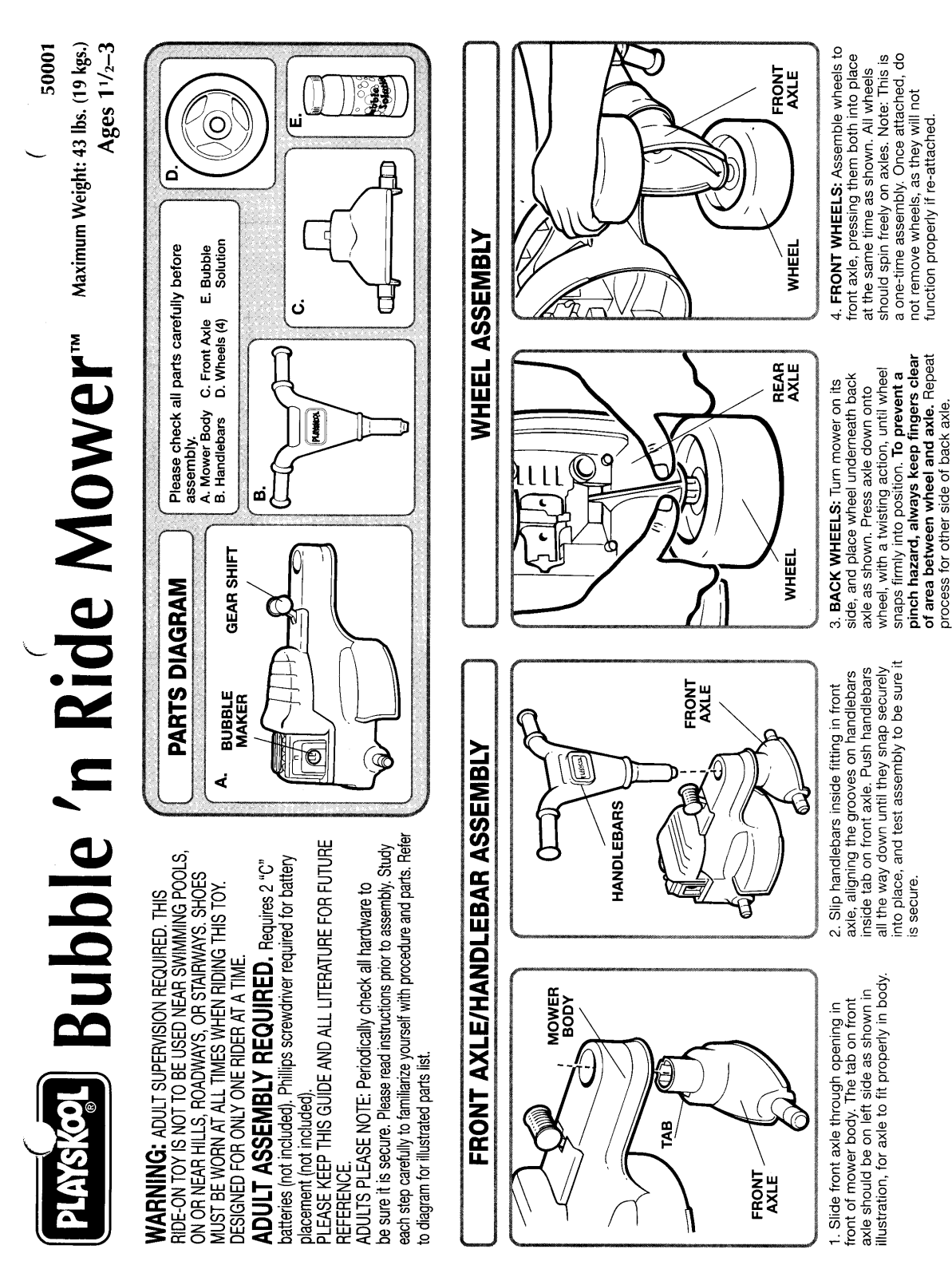 HASBRO Bubble 'n Ride Mower User Manual