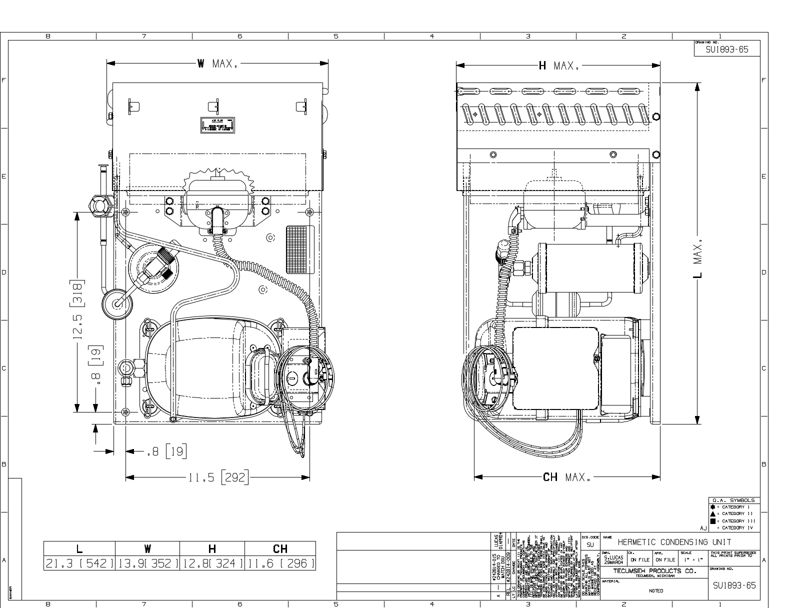 Tecumseh AJA2429ZXAXE Drawing Data