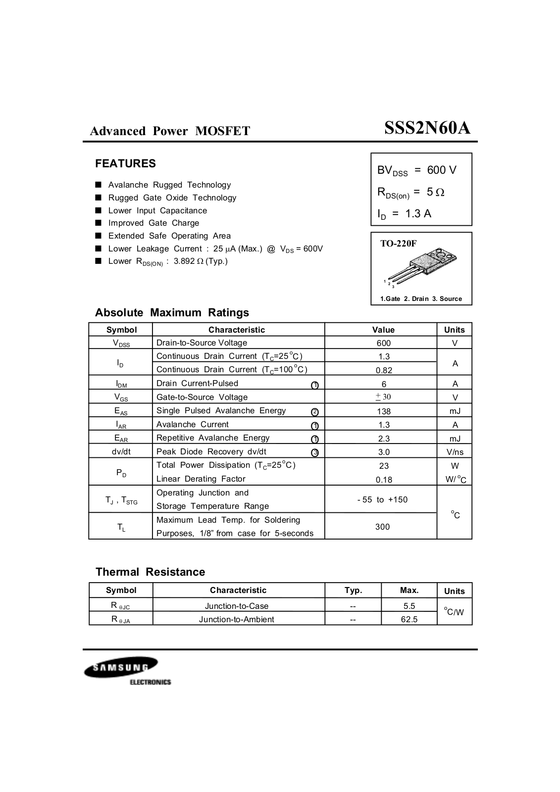 Datasheet sss2n60a Datasheet - ManualMachine.com