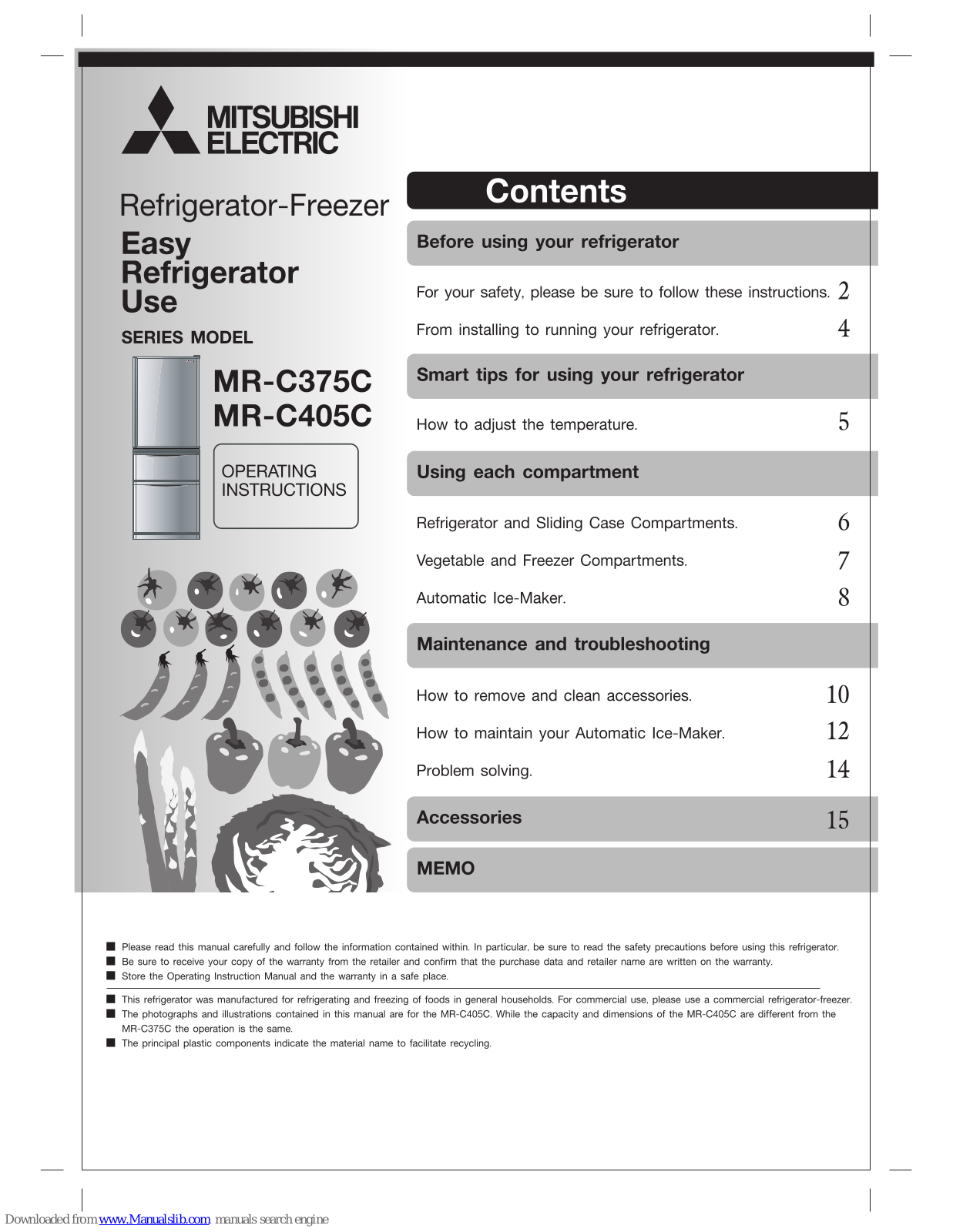 Mitsubishi MR-C375C, MR-C405C User Manual