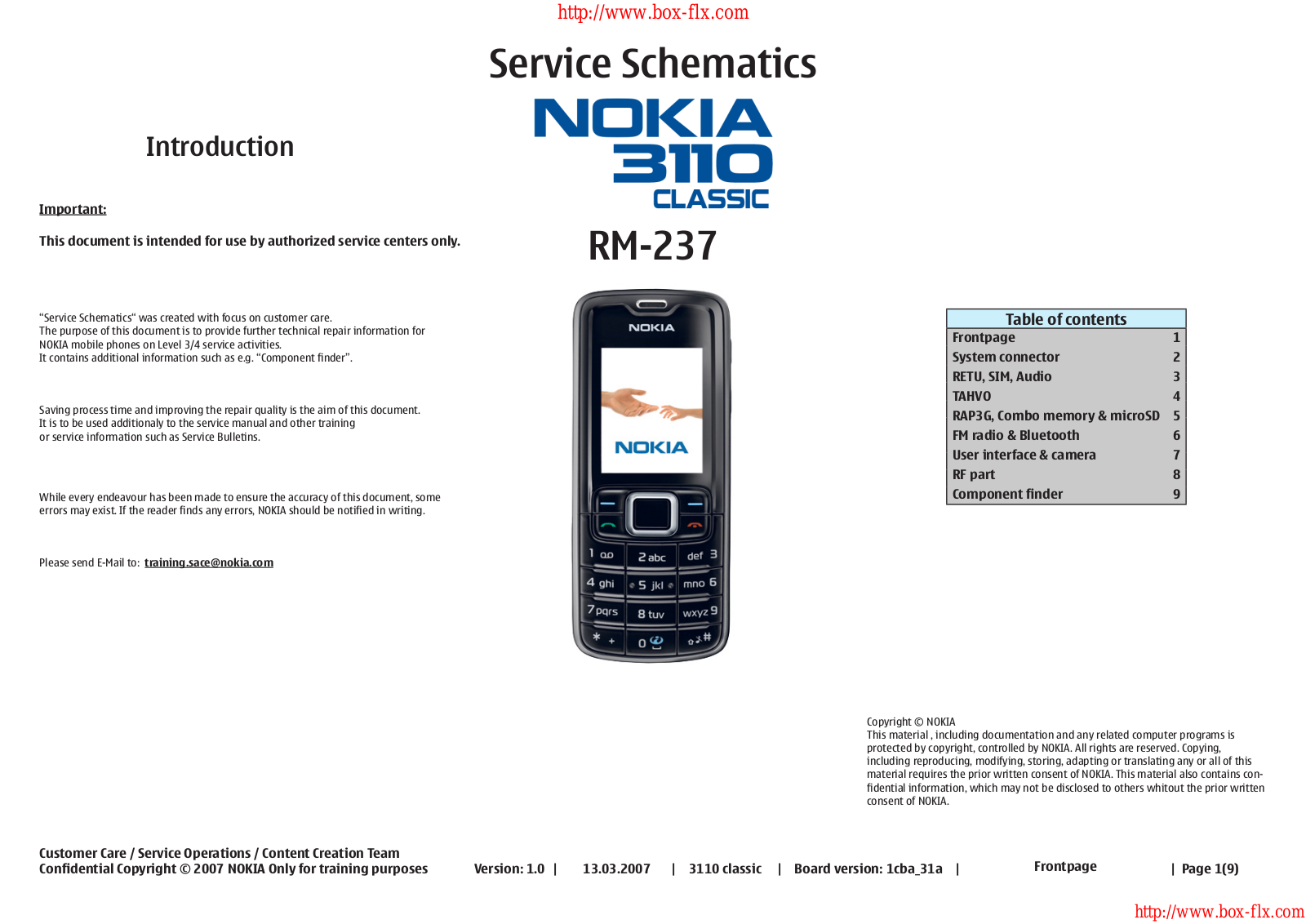 Nokia 3110c, RM-237 Schema
