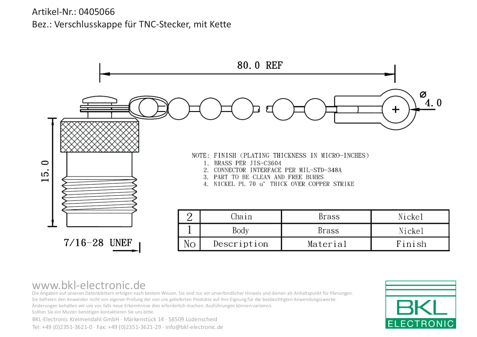 BKL TNC ST-KAPPE Datasheet - ManualMachine.com