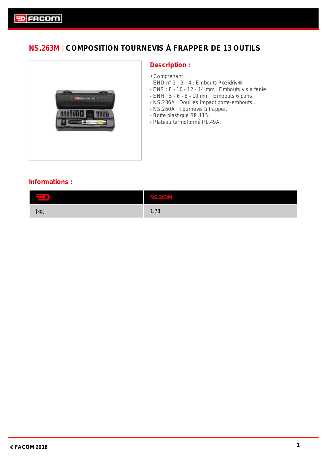 Facom NS.263M Specification - ManualMachine.com
