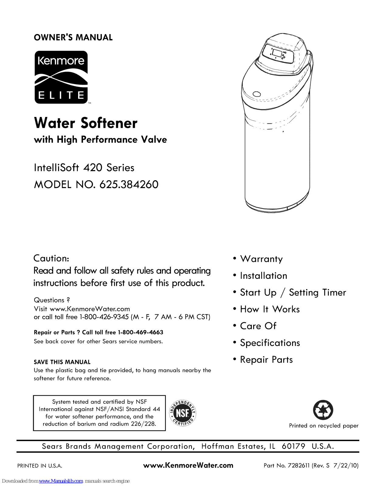 Kenmore IntelliSoft 420 Series, Elite IntelliSoft 420 Series, 625.384260 Owner's Manual - ManualMachine.com