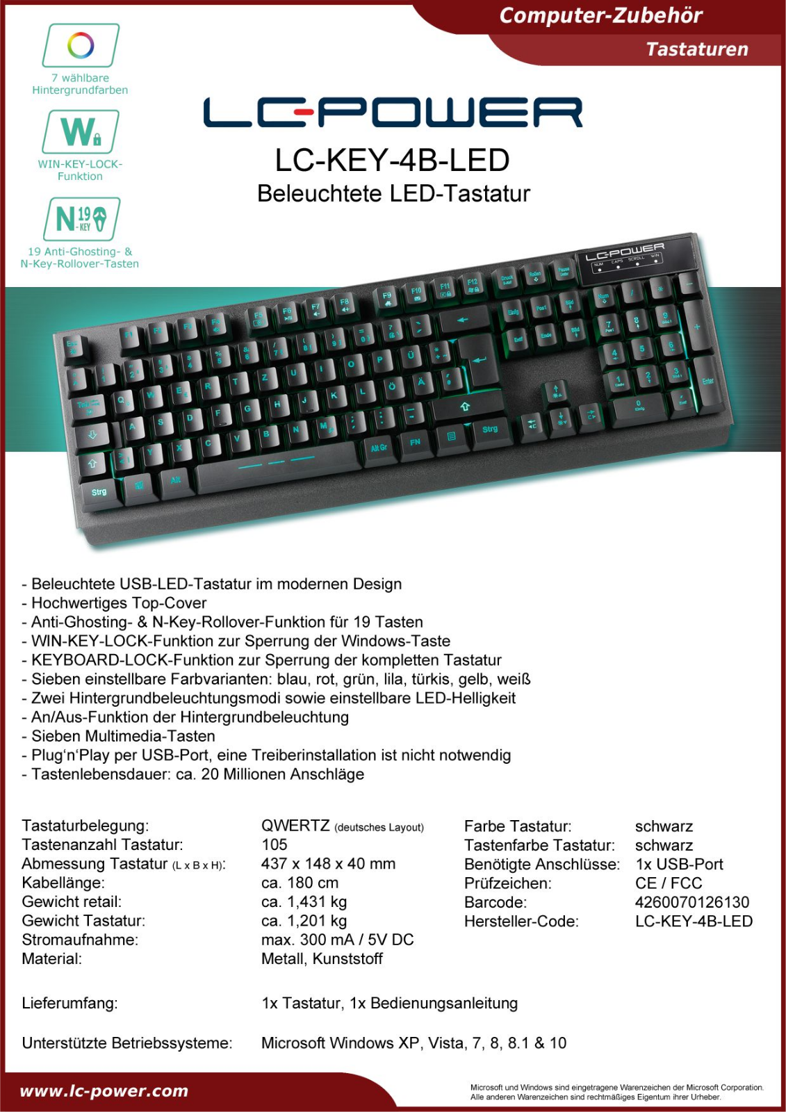 LC-Power LC-KEY-4B-LED User Manual