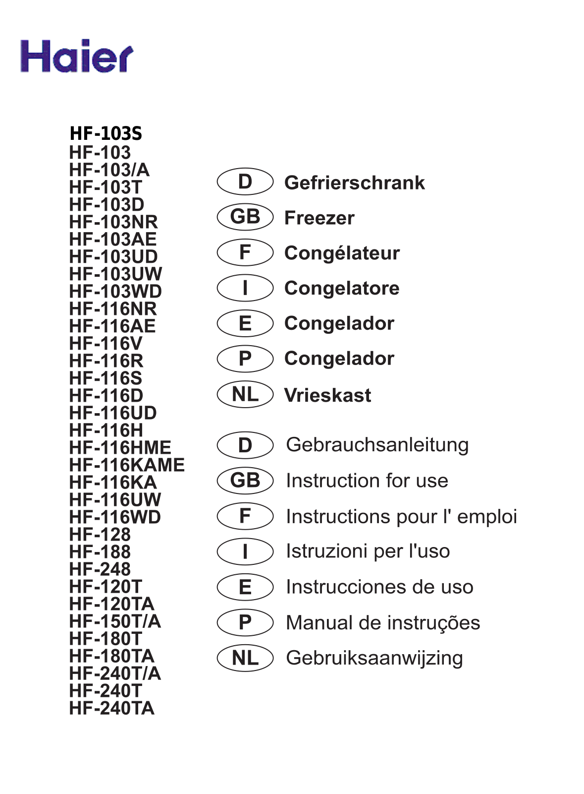 Haier HF-103S User Manual