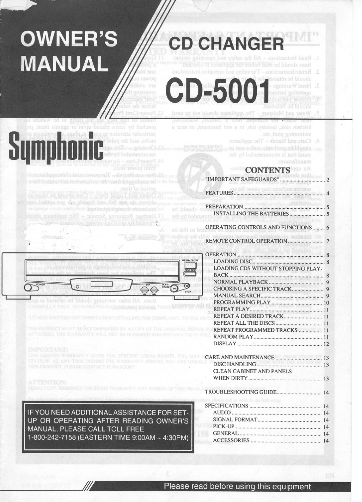 Symphonic CD5001 User Manual