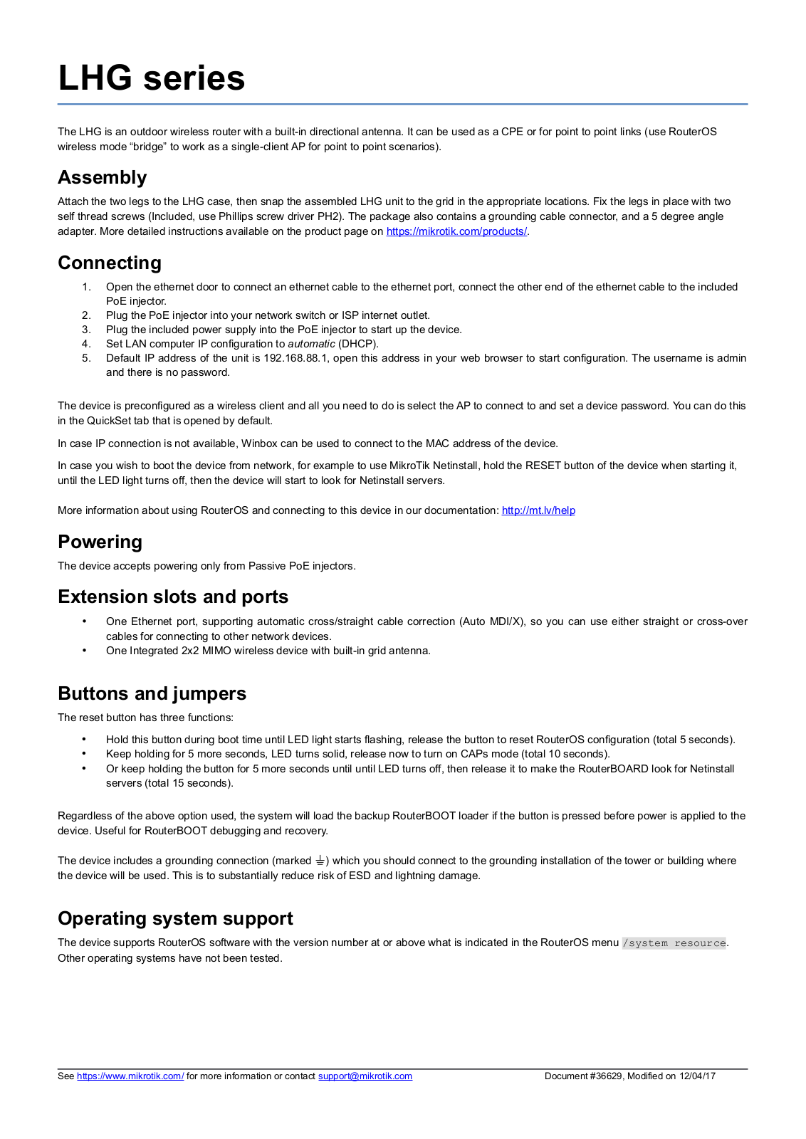 MikroTik RBLHGG-5acD-XL operation manual