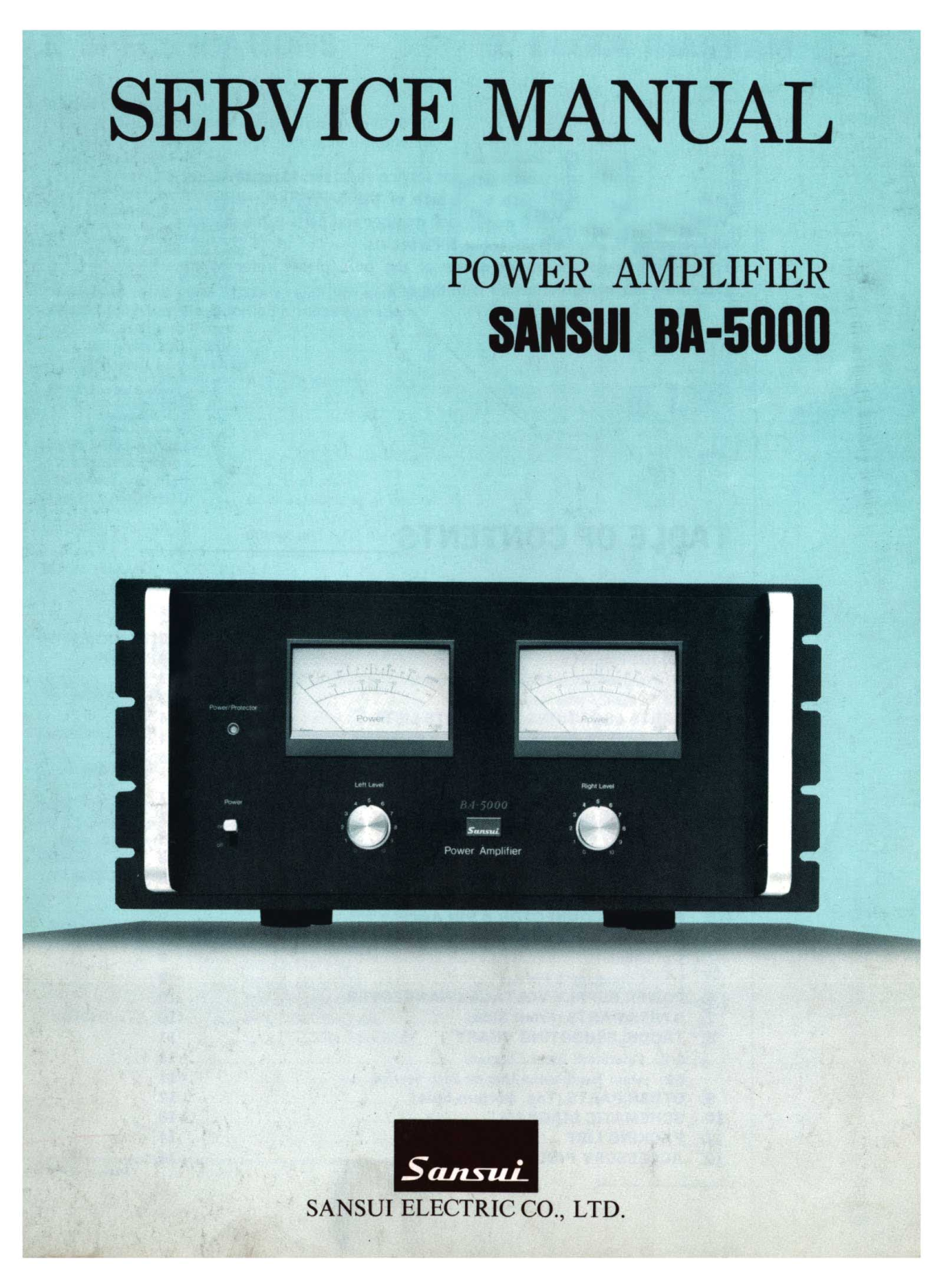 Sansui BA-5000, BA 5000 Power Service Manual