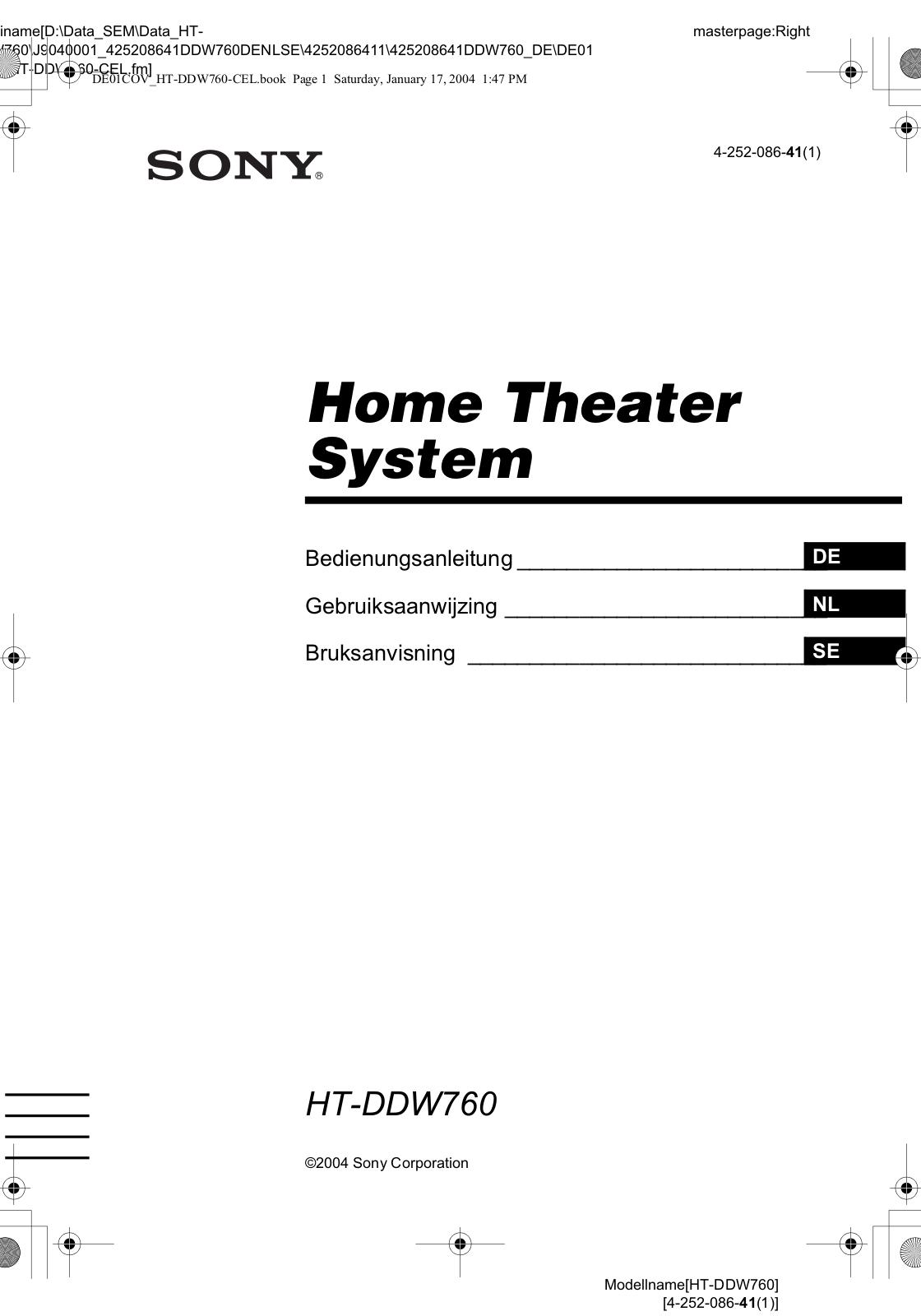 Sony HT-DDW760 User Manual