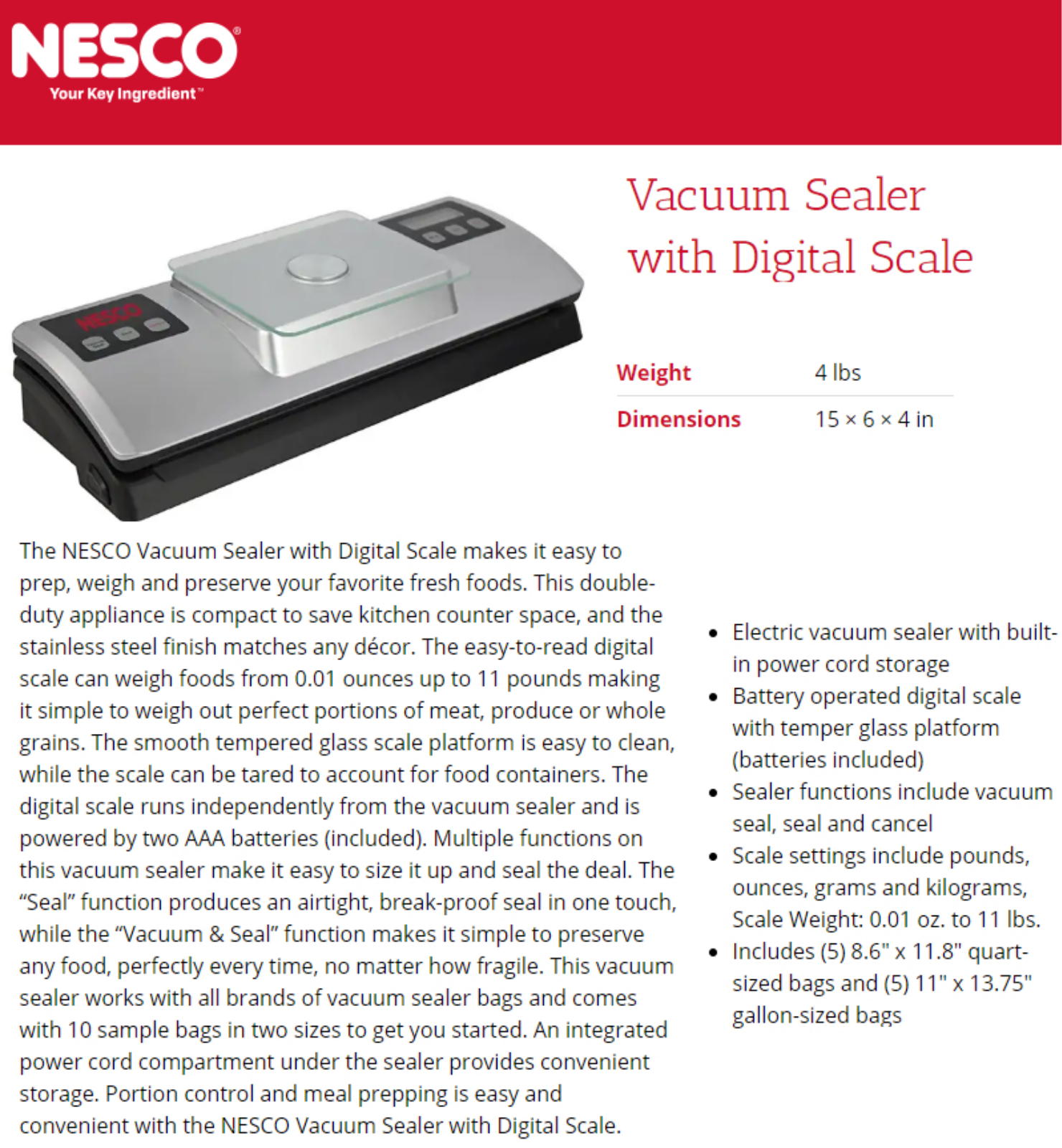 Nesco NSO1248 Specifications - ManualMachine.com