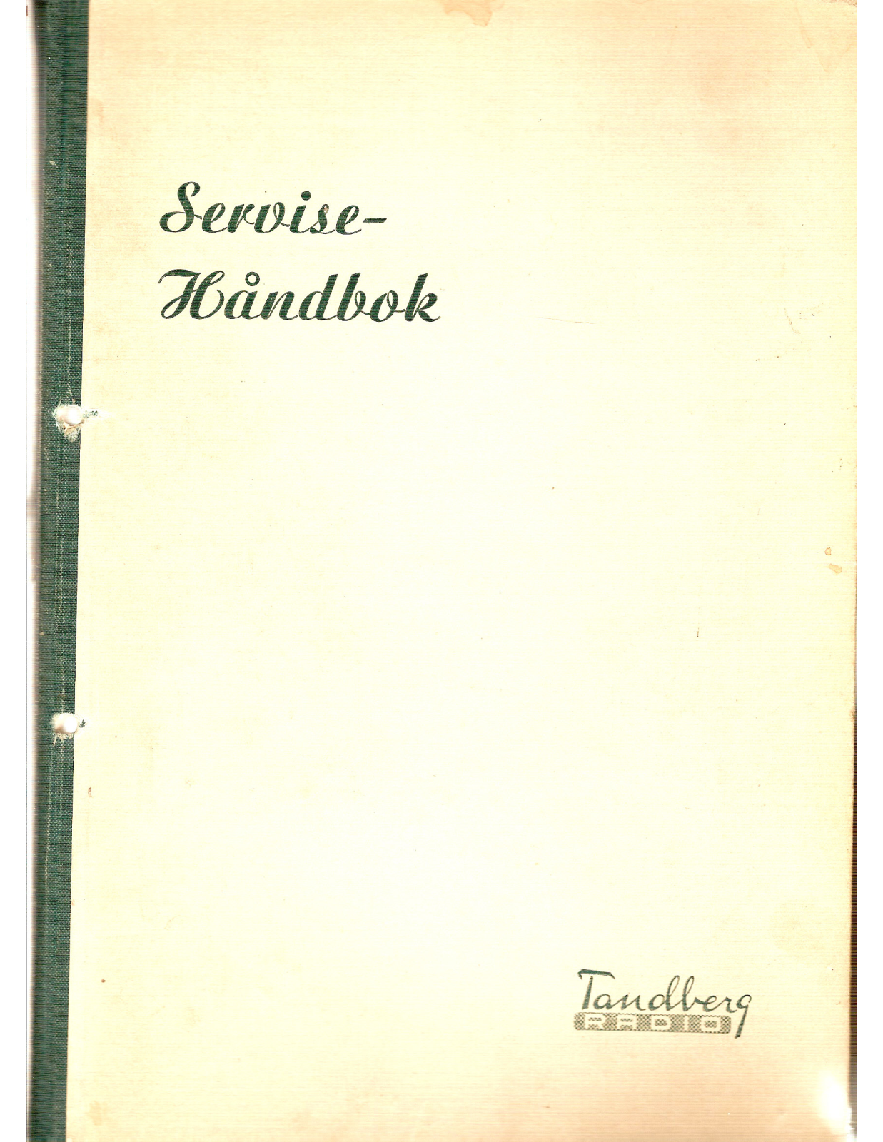 Tandberg Service 1933-1948 Service manual