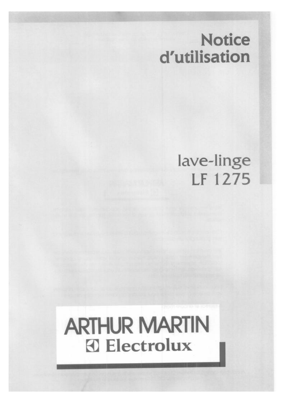 Arthur martin LF1275 User Manual