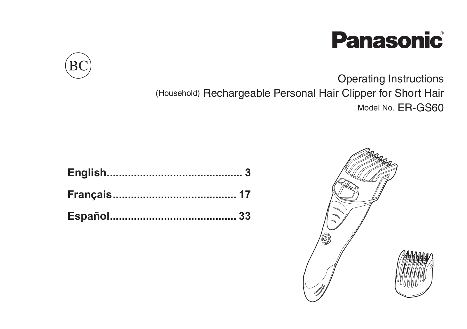 Panasonic ER-GS60-S User Manual