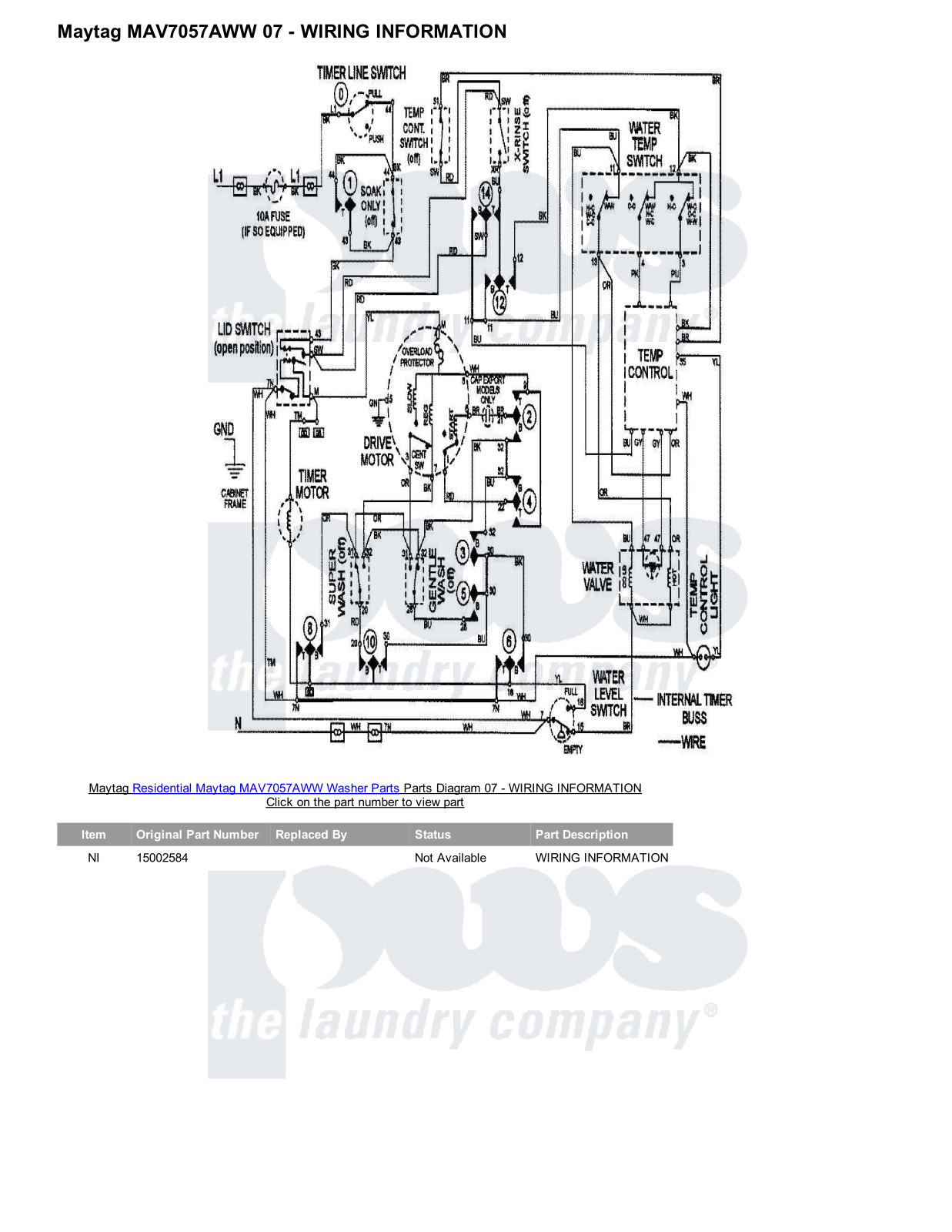 Maytag MAV7057AWW Parts Diagram