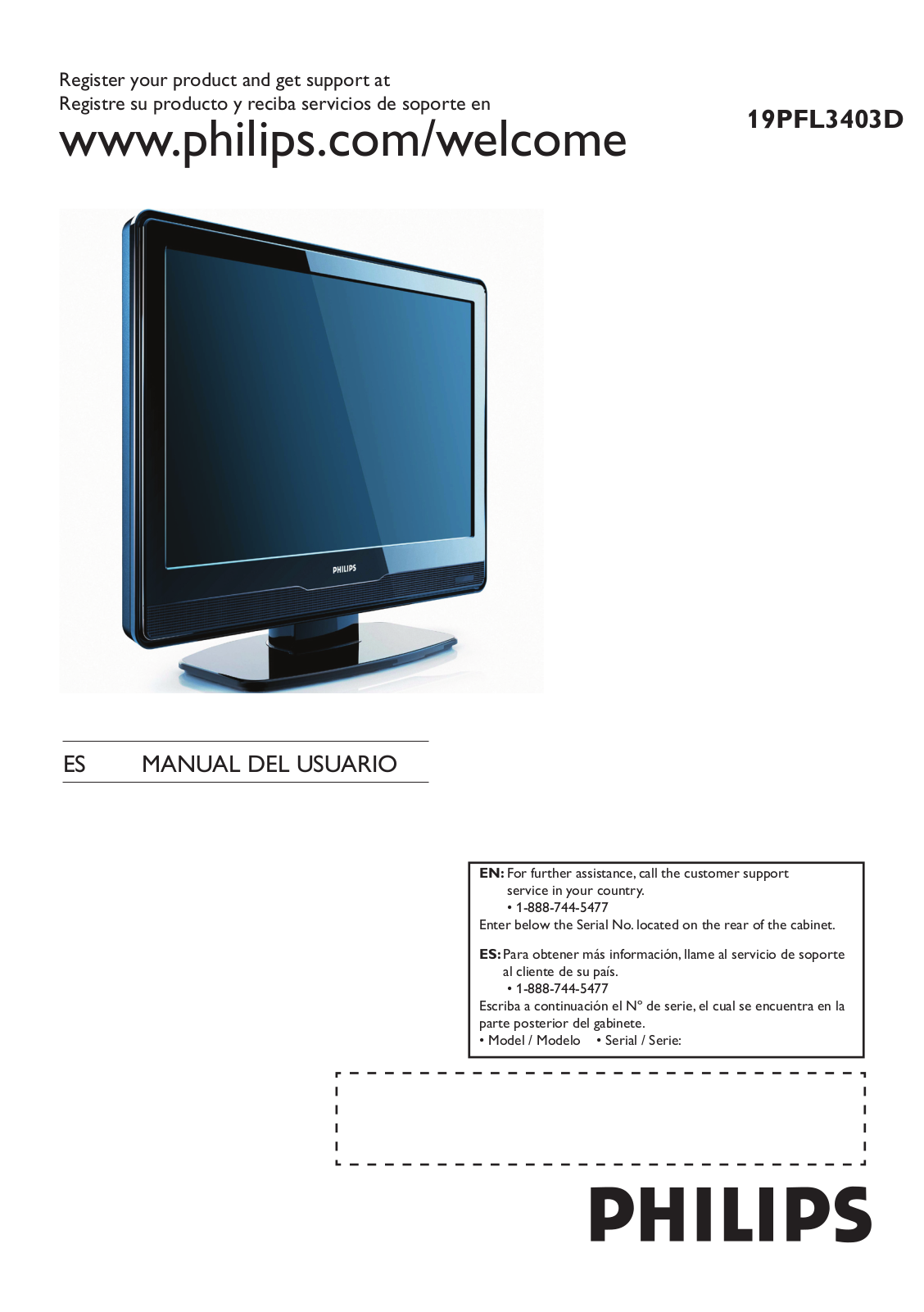 PHILIPS 19PFL3403D User Manual