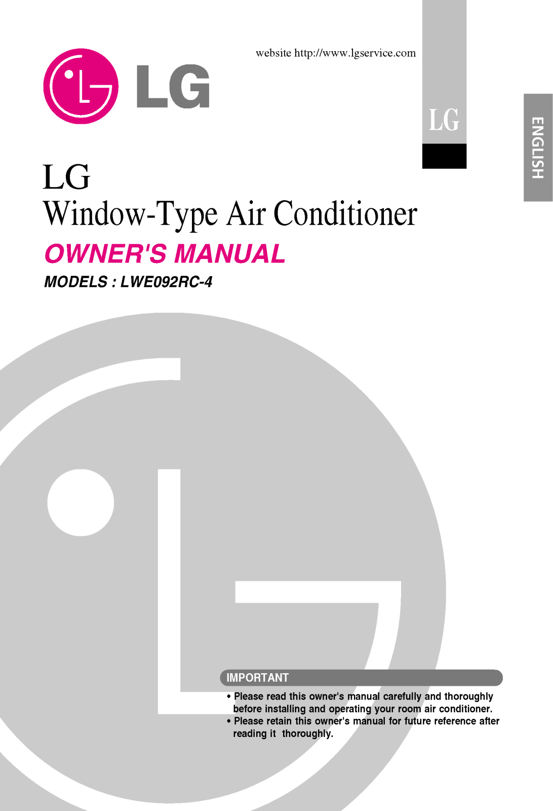 LG LWE122RC-5 User Manual