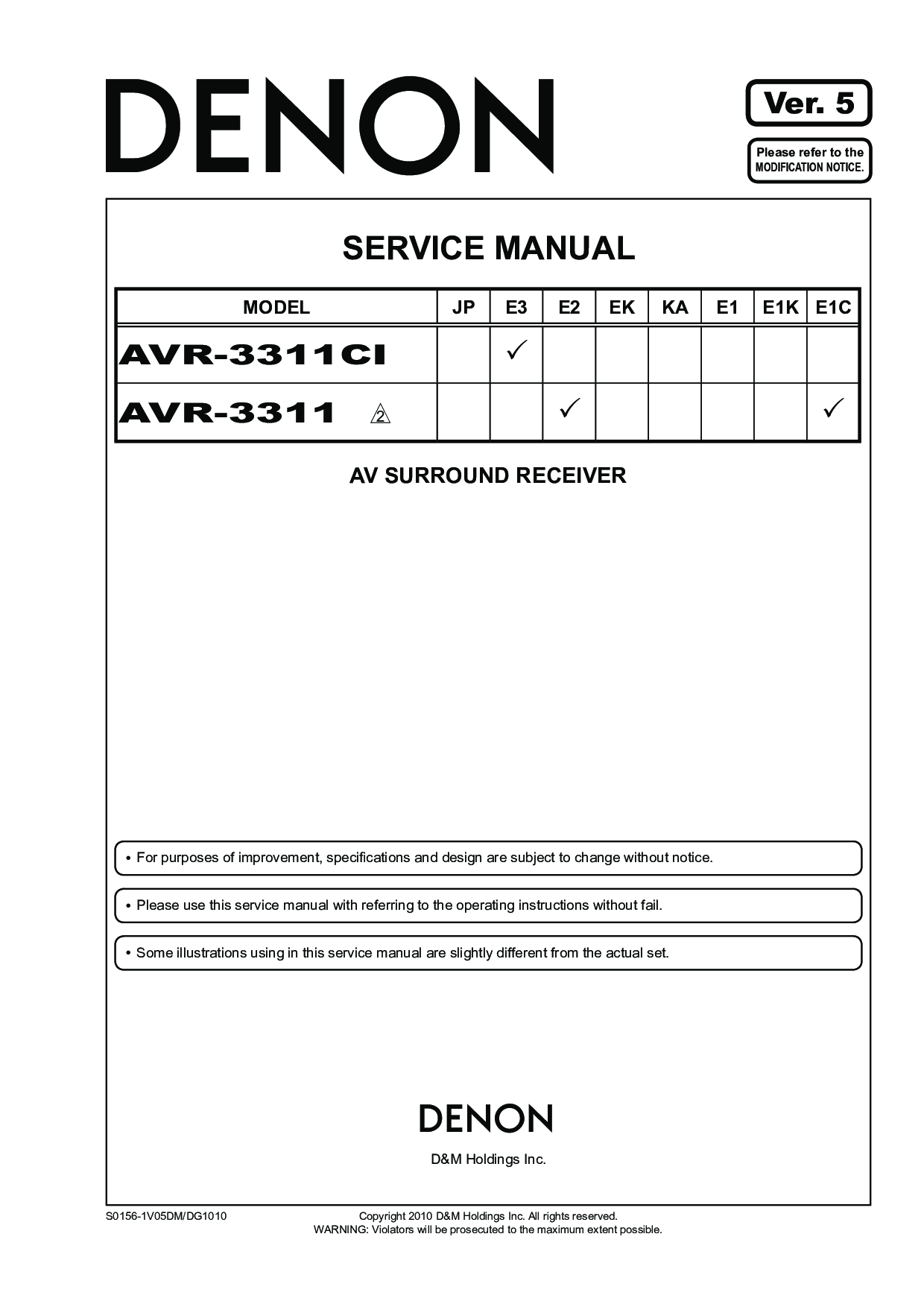 Denon AVR-3311-CI Service Manual