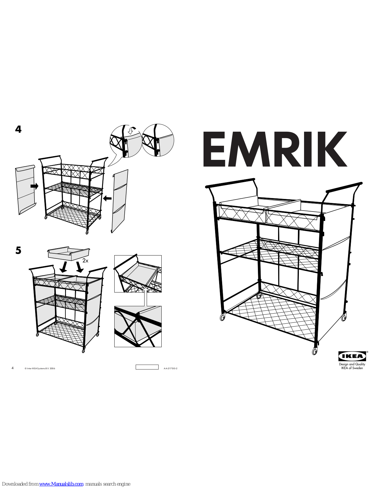 IKEA EMRIK STORAGE UNIT/CASTERS 25X30, EMRIK Instructions Manual