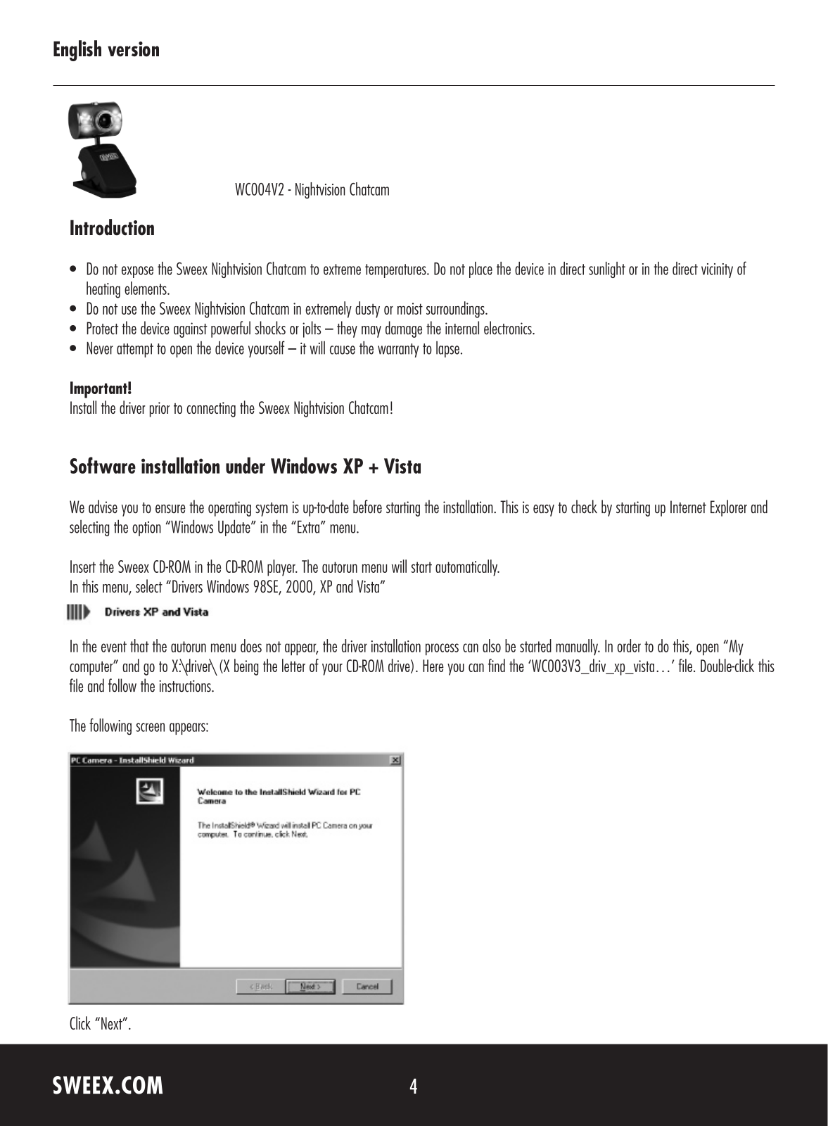 Sweex WC004V3 User Manual