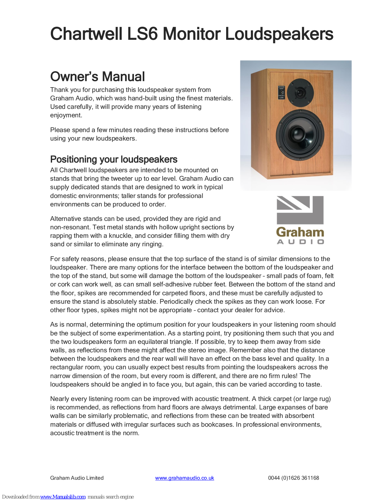 Graham Audio Chartwell LS6, LS3/5, LS5/9, LS5/8 Owner's Manual