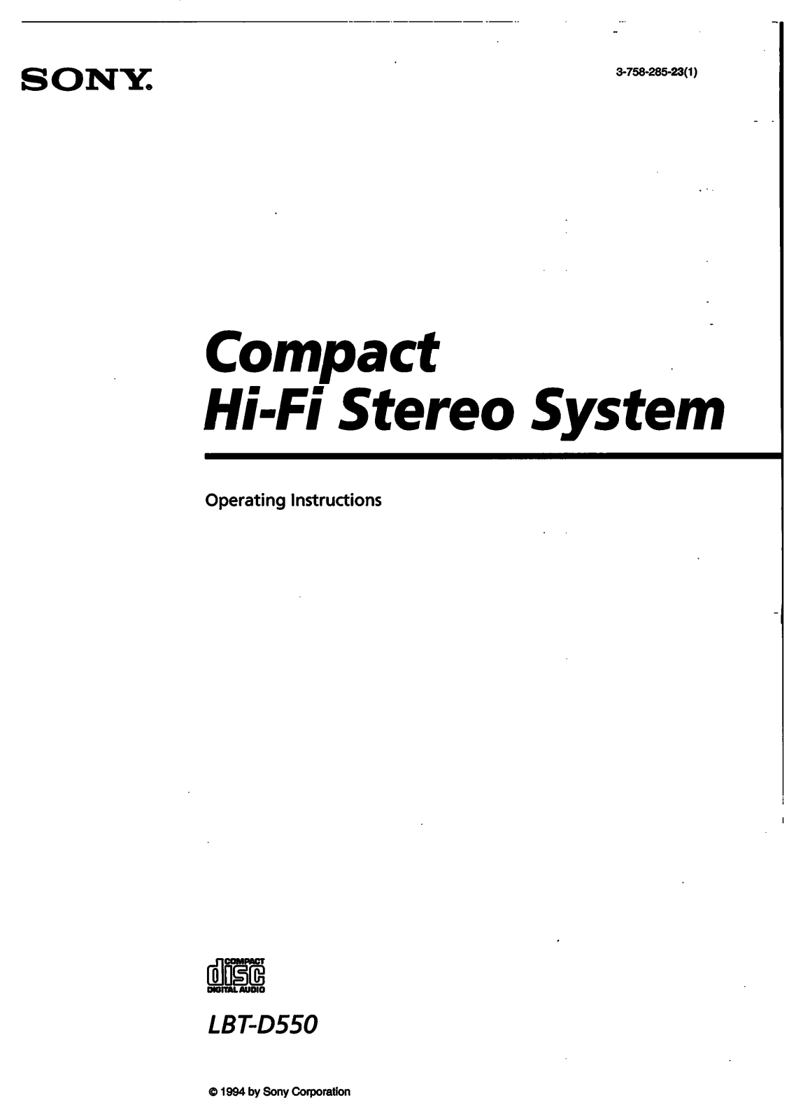 Sony LBT-D550 User Manual