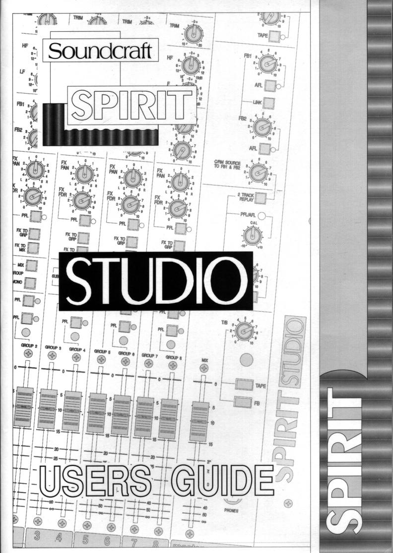 SoundCraft SPIRIT STUDIO User Manual