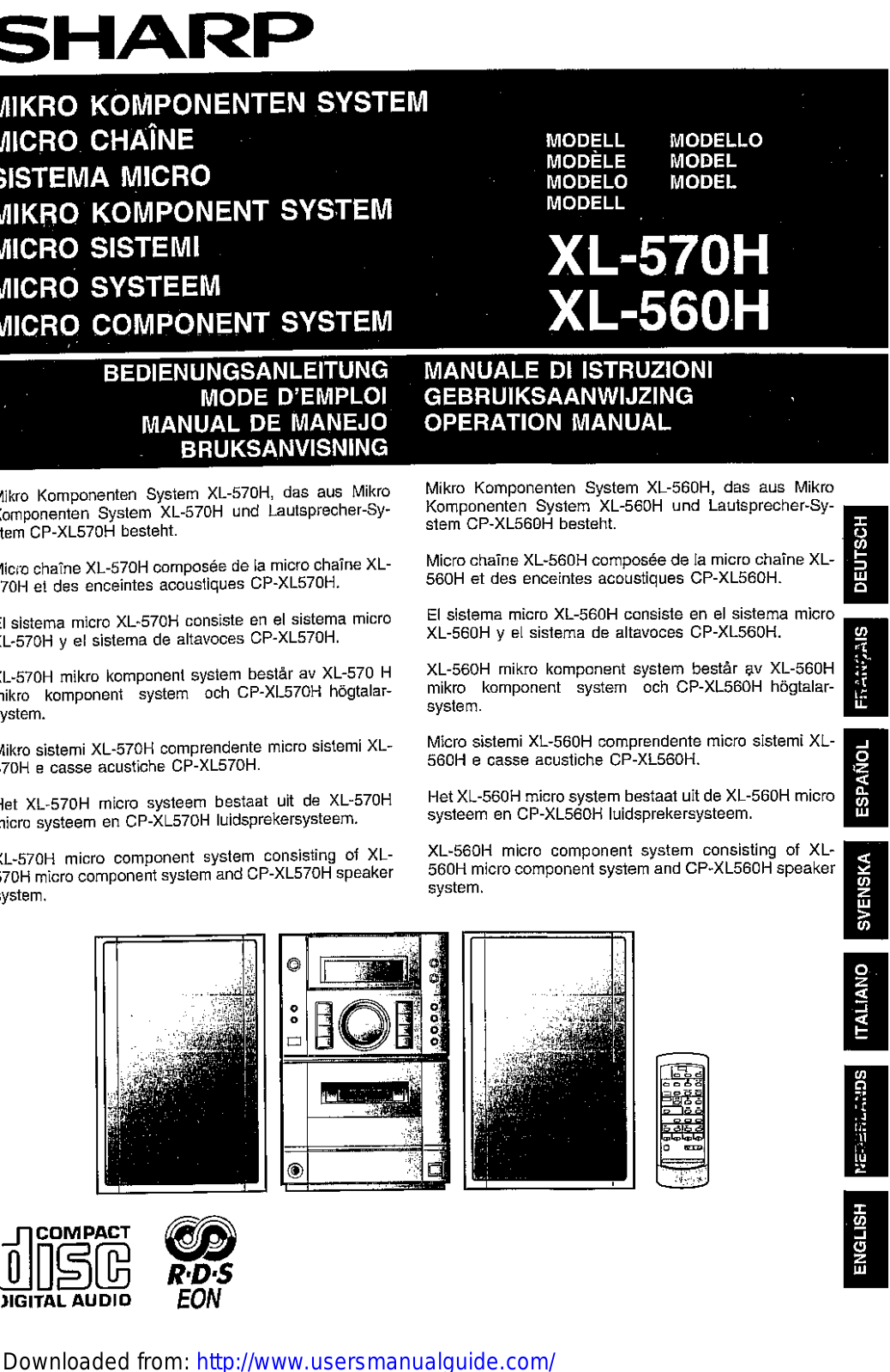 SHARP XL-560H/570H User Manual