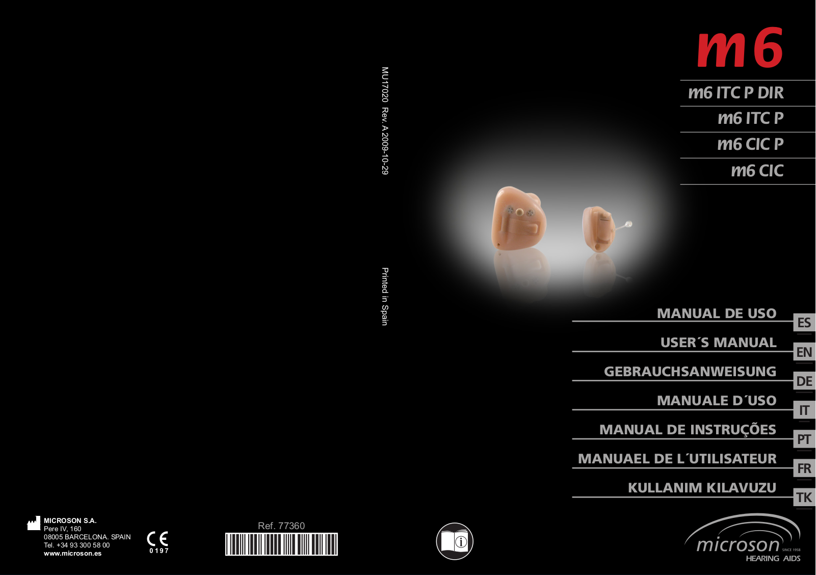 Microson m6 ITC P DIR, m6 CIC, m6 ITC P, m6 CIC P User Manual