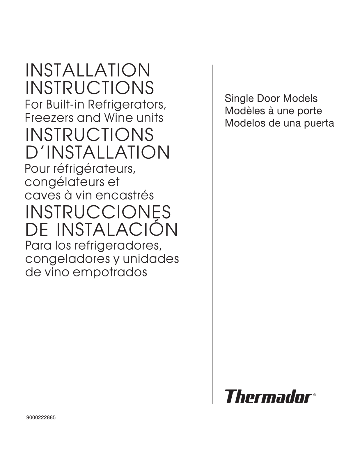 Thermador T30IF800SP, T24ID800LP, T18ID800LP, T30IR800SP, T24IW800SP Installation