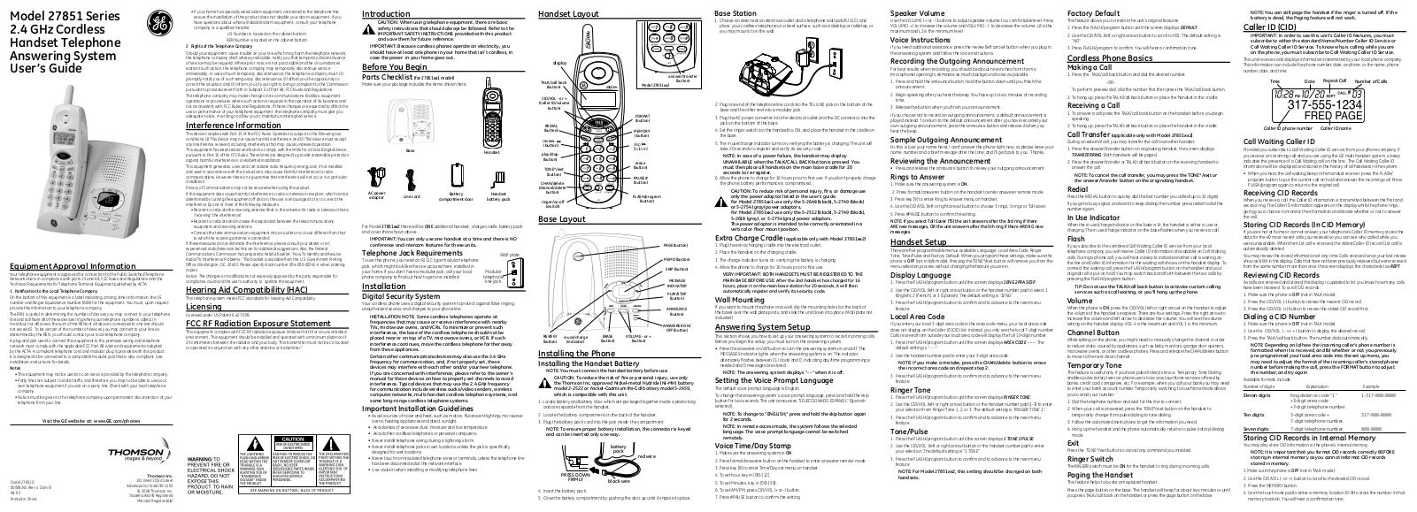 GE 27851FE2 User Manual