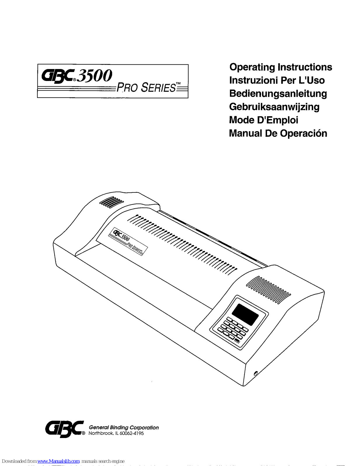 GBC 3500 PRO-SERIES Operating Instructions Manual