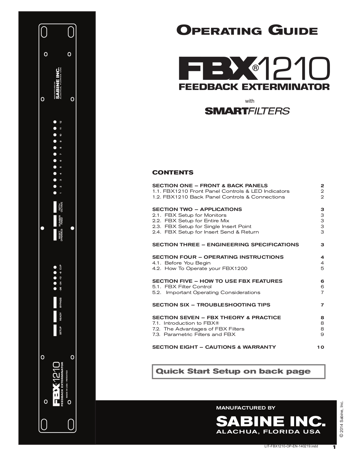 SABINE FBX 1210 User Manual