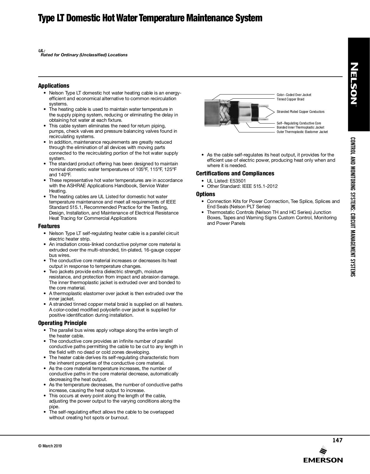 Appleton Type LT Domestic Hot Water Temperature Maintenance System Catalog Page