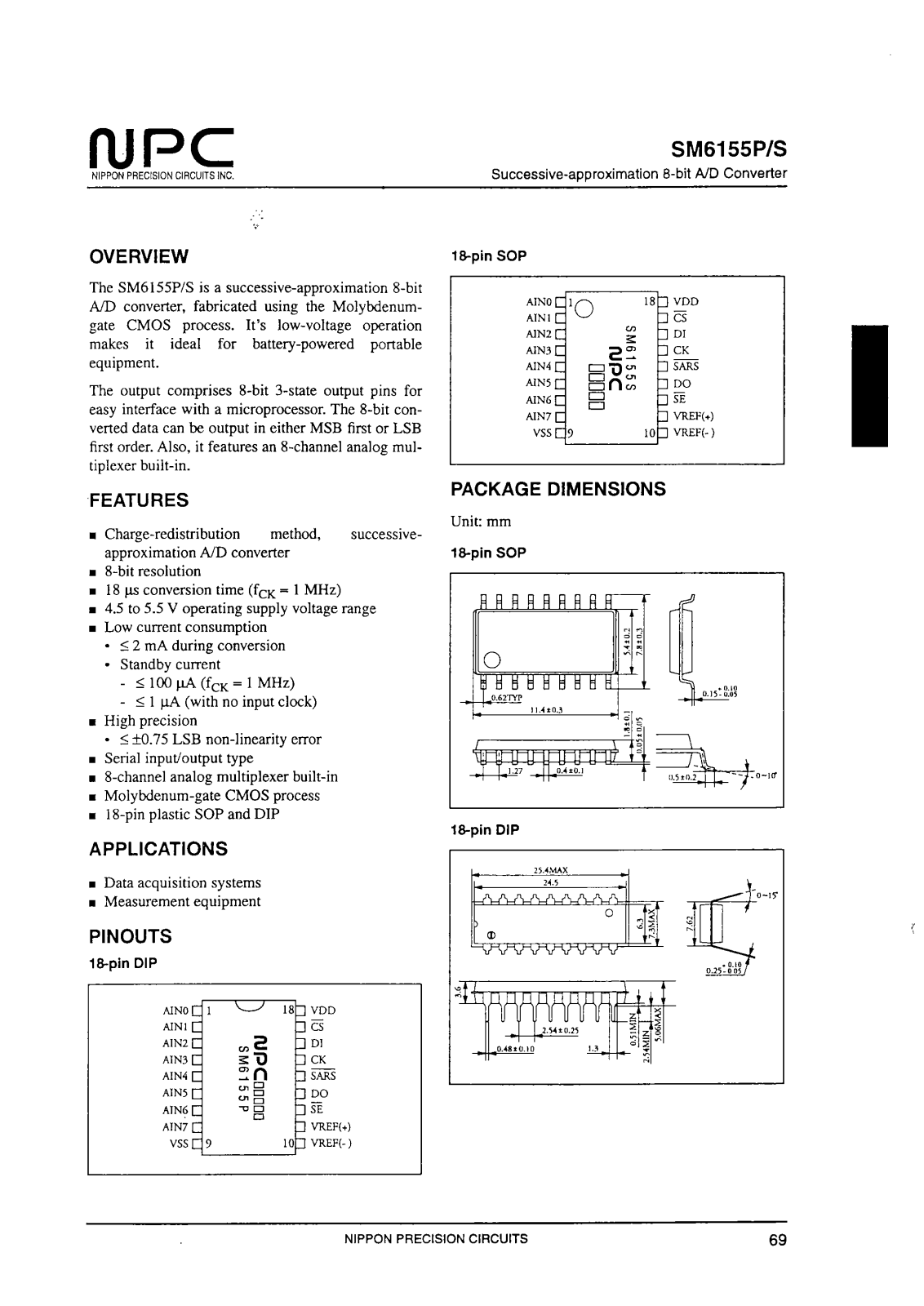 NPC SM6155P, SM6155S Datasheet